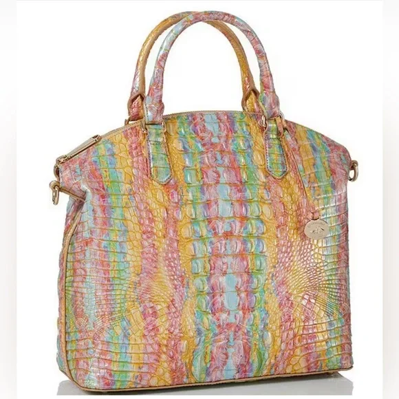 ❌SOLD❌NWT BRAHMIN - Large Duxbury Saltwater Taffy Chromatic Leather Satche - Picture 4 of 4